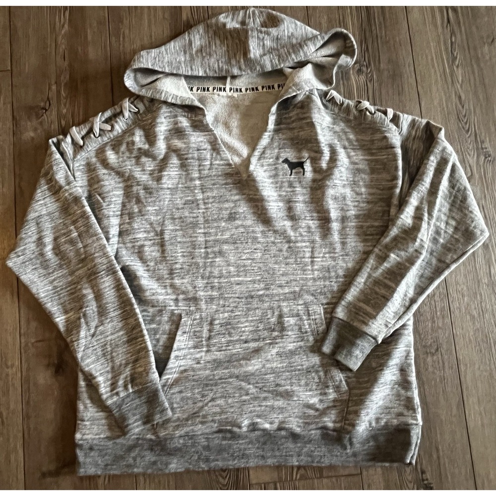 Pink Brand Women's Hoodie Sweatshirt Vneck Laced Arms Large No Tag